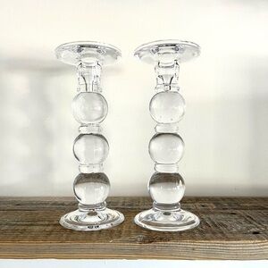 Elegant Clear Bubble Glass Candle Holders